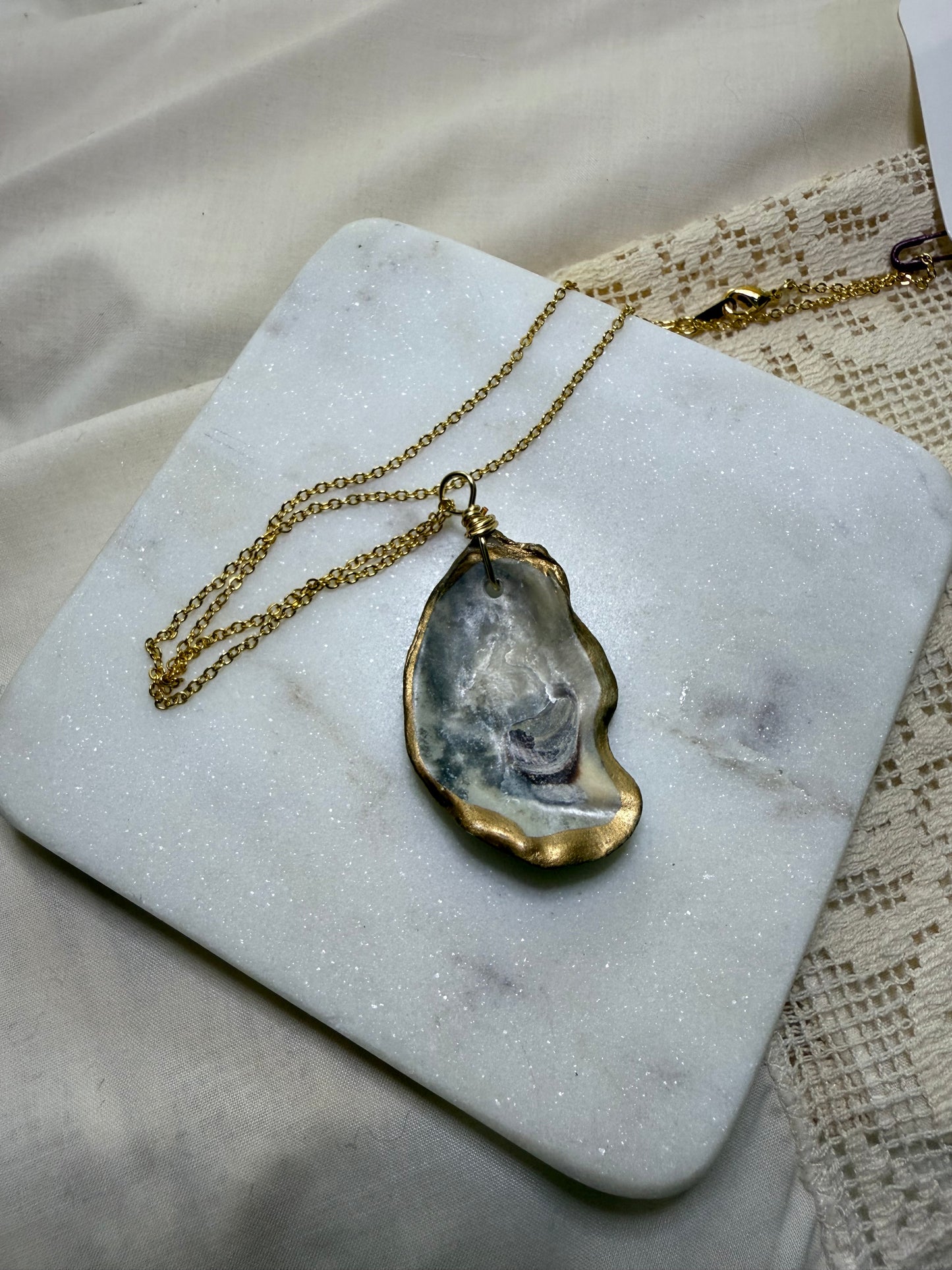 Mermaid Oyster Shell Gold Necklace