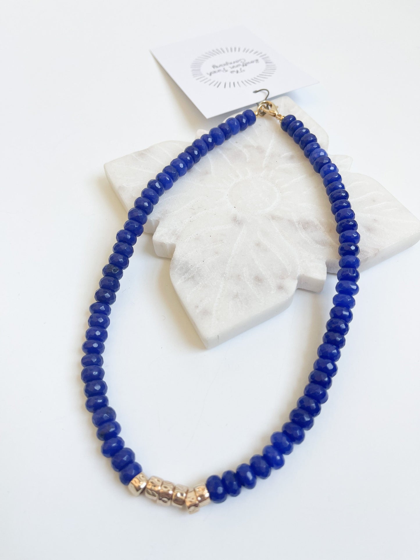 Azure Harmony Blue Jade & Brass Collar Necklace