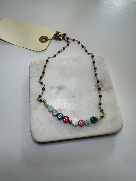 Bold & Expressive: "Fuck Yes" Beaded Necklace