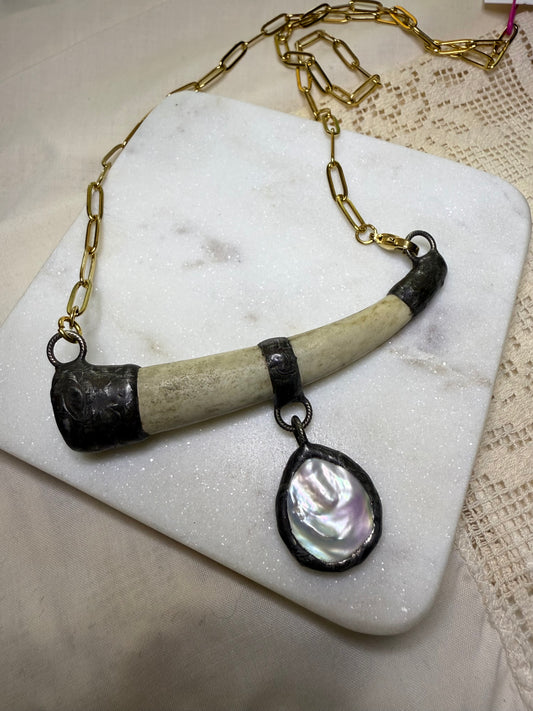 Mixed media Antler Collar Necklace