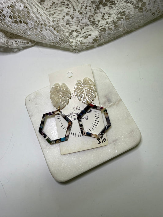 Tropical Modern Hexagon Dangle Earrings