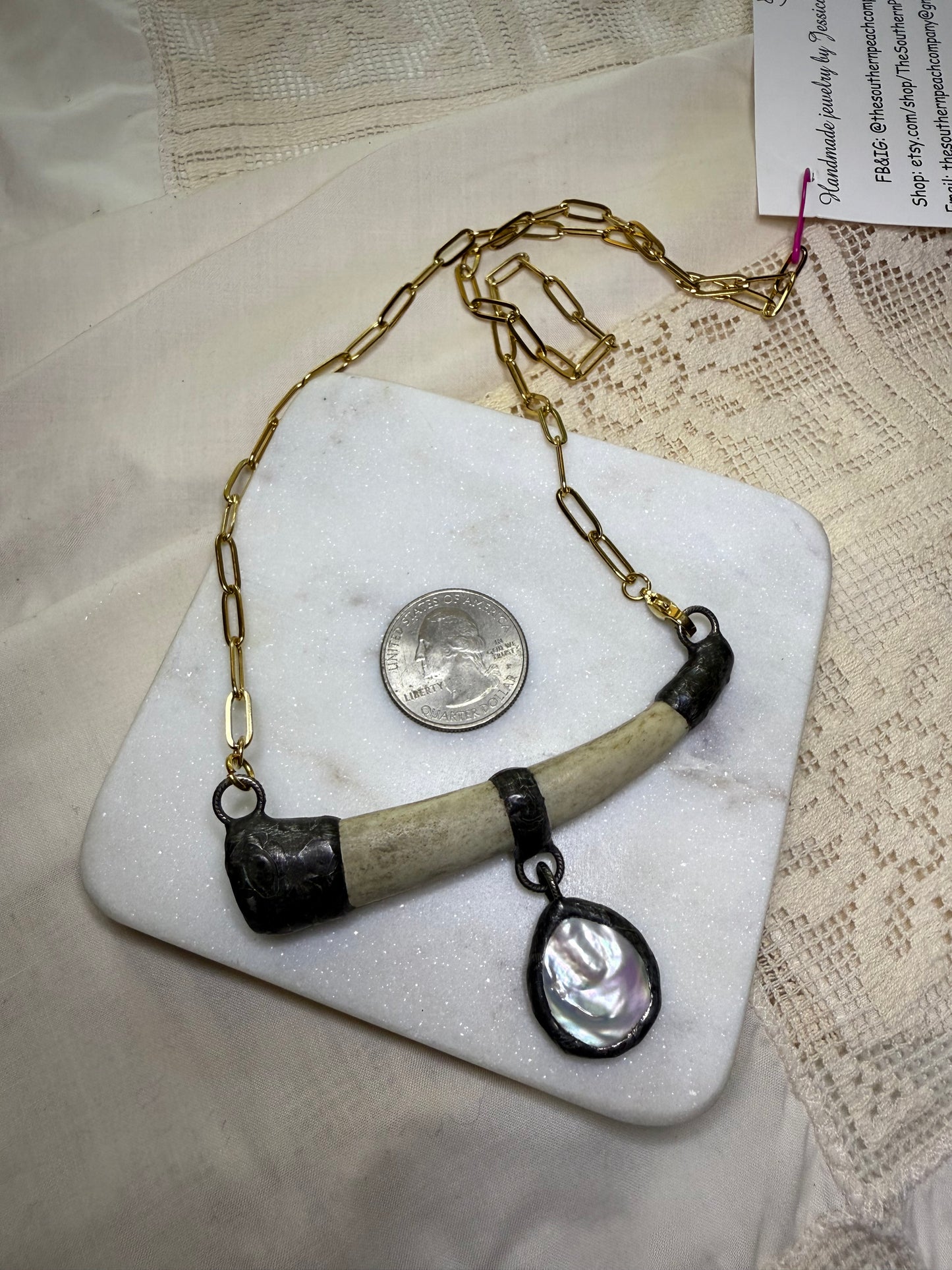 Mixed media Antler Collar Necklace
