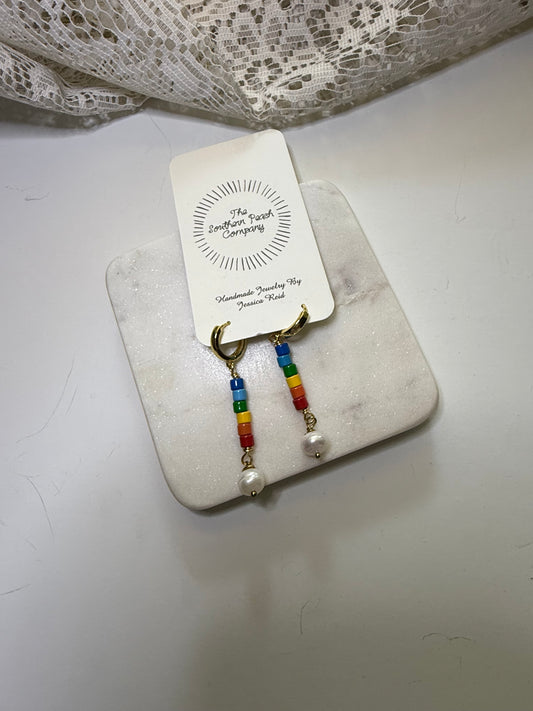 Pride Pearl Huggies earrings
