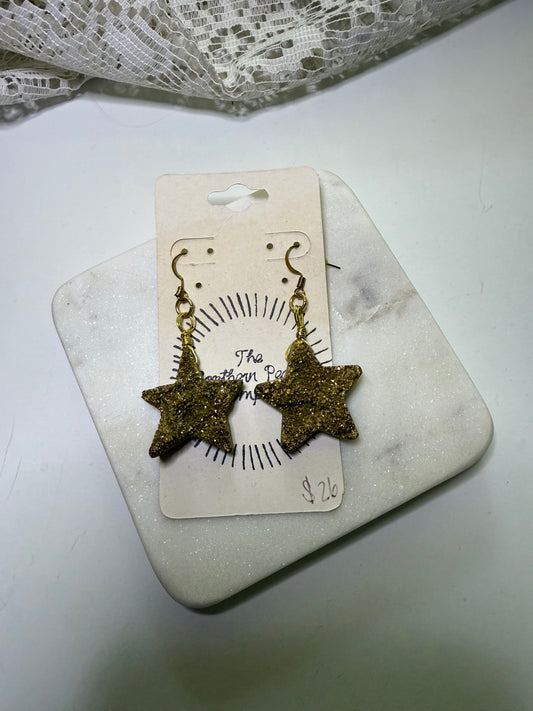 Twinkle & Shine: Druzy Gold Star Dangle Earrings